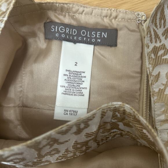 Sigrid Olsen Silk/Cotton Sleeveless Brocade Metallic Dress Elegant Timeless Sz 2 - Picture 4 of 8